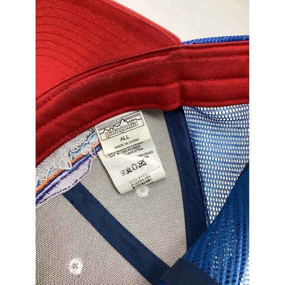 Vintage Patagonia Buffalo Trucker Hat Red White Blue Mesh Snapback Cap One Size - Picture 3 of 4